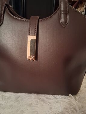 Anne Klein Chocolate Brown Tote with Gold AK Accent